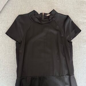 PORTS 1961 Black Ruched Back Mock Neck Cocktail Dress